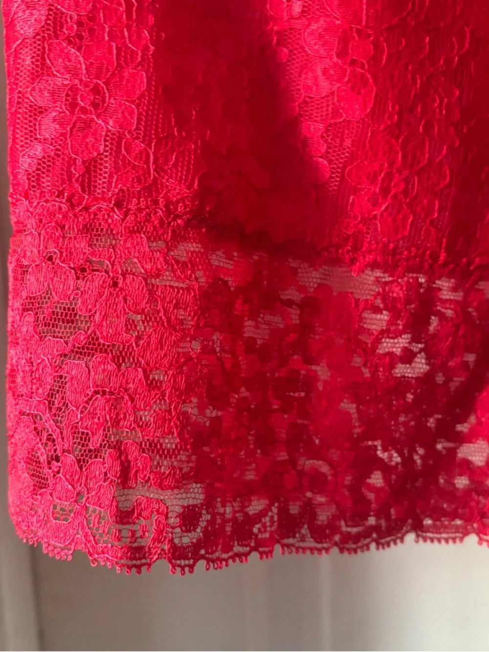 Vintage 60s Full Bright Red Lace Half Slip Size Medium - Picture 8 of 14